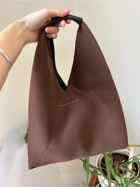 MM6 Maison Martin Margiela Brown Textured Mesh Hobo